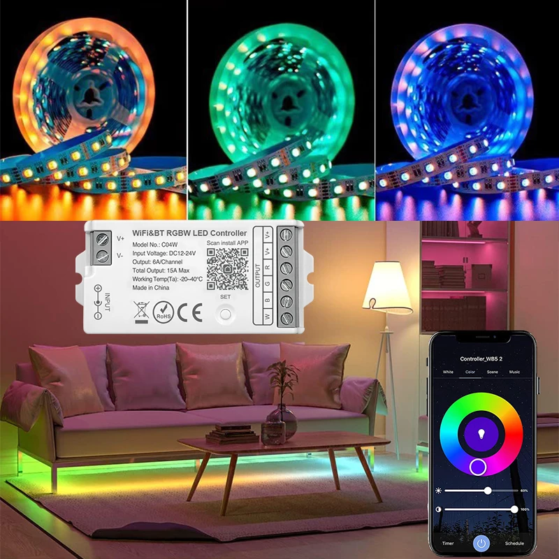 5 متر 4 في 1 RGBW LED قطاع SMD5050 12 فولت 60 المصابيح/م ضوء مرن 24 فولت RGBWW شرائط مع تويا الذكية واي فاي تحكم اليكسا وجوجل #1