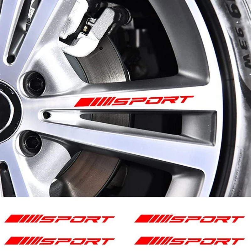 Sport Decal Sticker Wheels Rims Racing Car Sticker Self Adhesive Car Door Rims Wheel Hub Decal Accessories 4PCS , Red