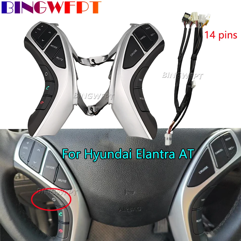 

14 Pins Multifunction Steering Wheel Volume Channel Phone Cruise Control Switch With Heating Wire For Hyundai Elantra AT 12-15
