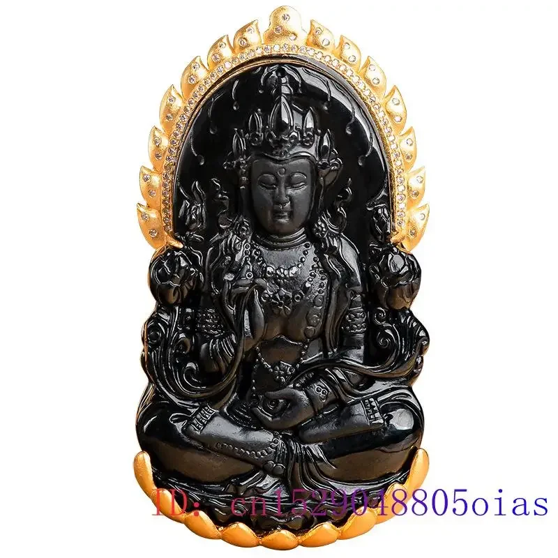 Imagem -06 - Jade Birmanês Guanyin Pingente Colar Amuletos 925 Prata Preto Esmeralda Designer Gargantilha Charme Jóias Naturais Jadeite Pingentes