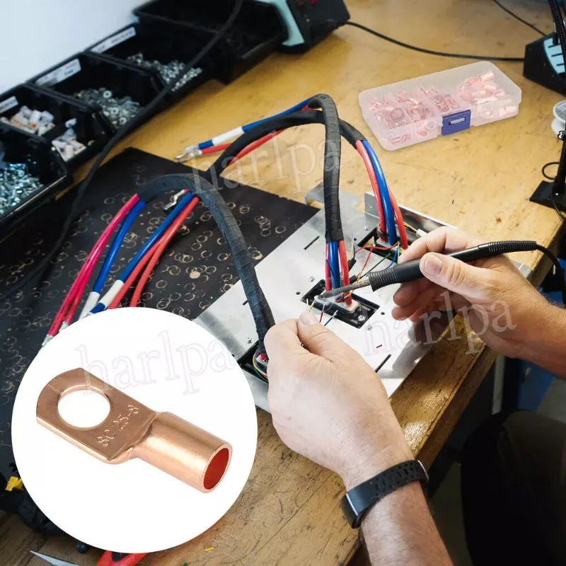 70Pcs Copper Tube Crimp Terminals Battery Welding Cable Lug Ring Connectors Kit Peephole Terminal SC6-SC25  8 Specifications