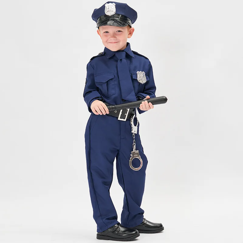 Halloween Children Policeman Cosplay Costume Boys Girls Kid Police Uniform Army Policemen Clothing Sets Party Dress Up Gift