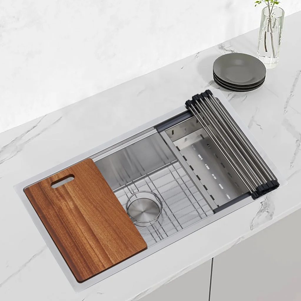 

Custom Handmade Kitchen Sink OEM Smart Sink Wash Basin Installed Under The Kitchen Cabinet Of The Water Tank In The Fregadero De