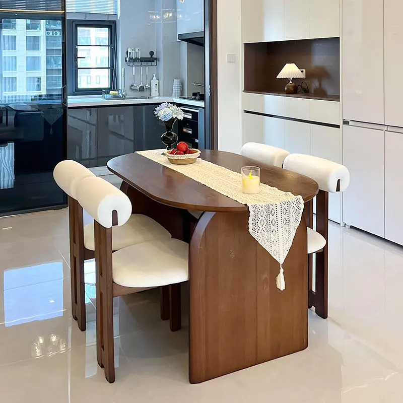 

Wooden Design Dining Table Minimalist Unique Modern Luxury Dining Table Kitchen Oval Nordic Tavolo Da Pranzo Home Furniture