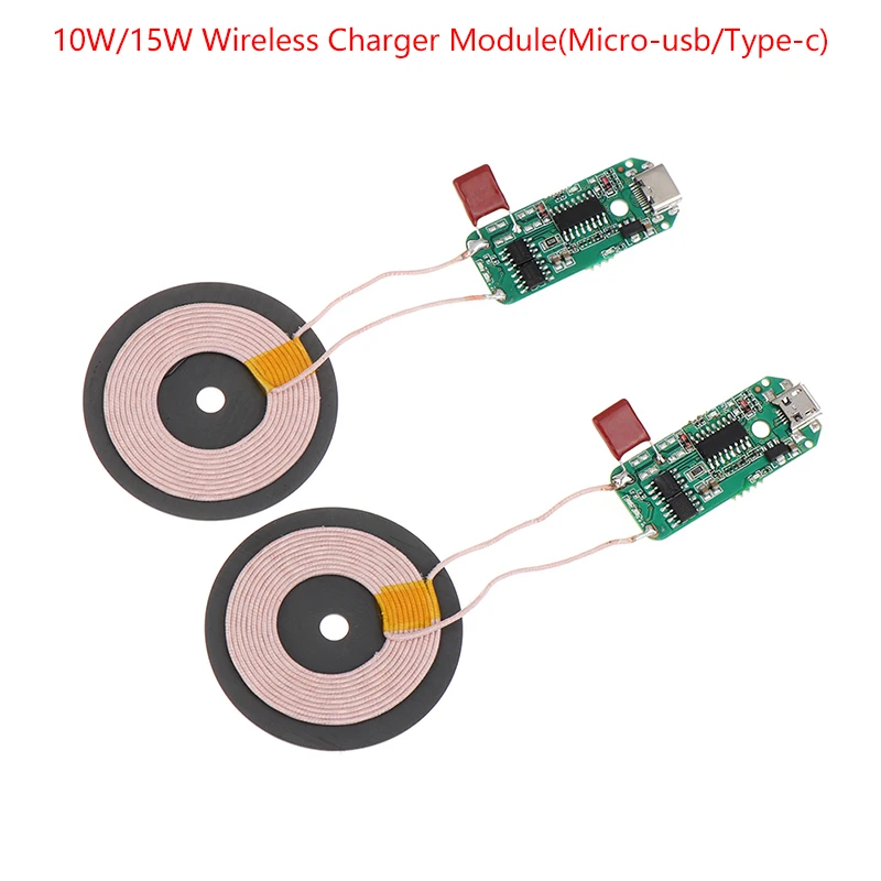 10/15W Fast Wireless Charger Module Micro Type-C Universal Mobile PhoneTransmitter PCBA Circuit Board Coil DIY