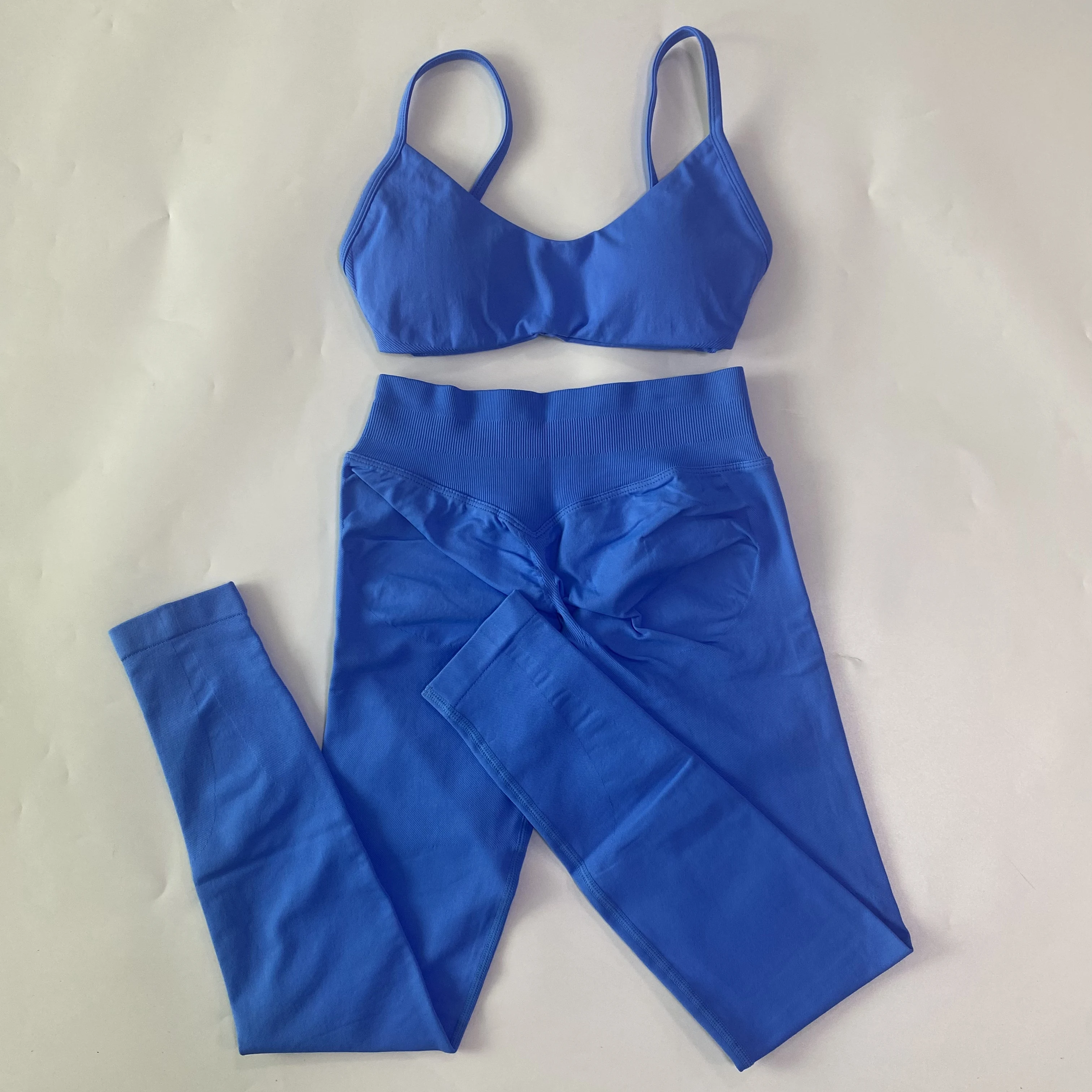 2-teiliges Sport-Set, Sport-BH mit Rundhalsausschnitt, nahtloses Yoga-Set, Fitness-Leggings-Set, Damen-Trainingsanzug, Sportbekleidung, Activewear – Detail 12