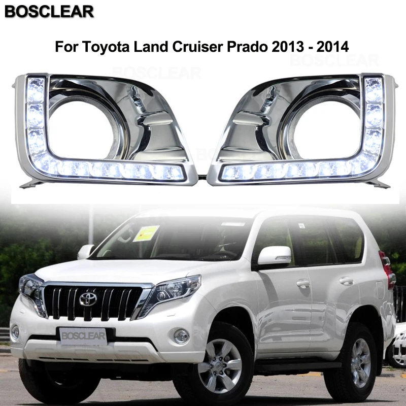 2pc Led Daytime Running Light Retrofit Fog Lamp For Toyota Land Cruiser 2700/4000 Fj150 Lc150 2017 2018-19 Prado 2003-07 2013-14