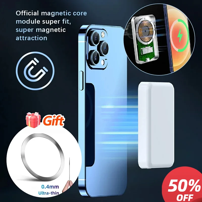 Portable Macsafe External Magnetic Battery Charger Case Power Bank Wireless Fast Charging Original 1:1 for iPhone Samsung Xiaomi