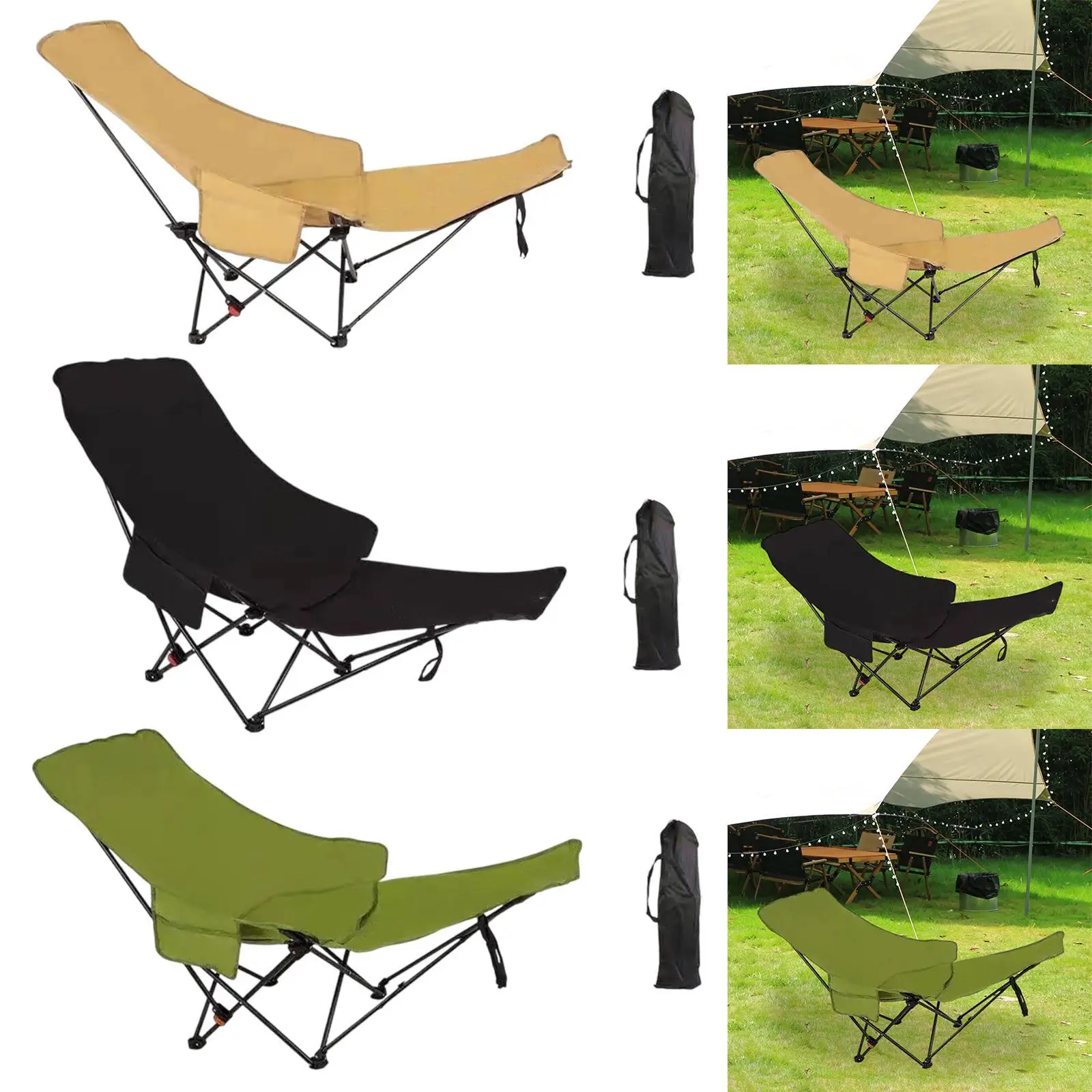 

Folding Chaise Lounge Chair 3 Gear Adjustable Angle Stable with Storage Bag recliner for Lawn Backpacking Garden Camping Hiking
