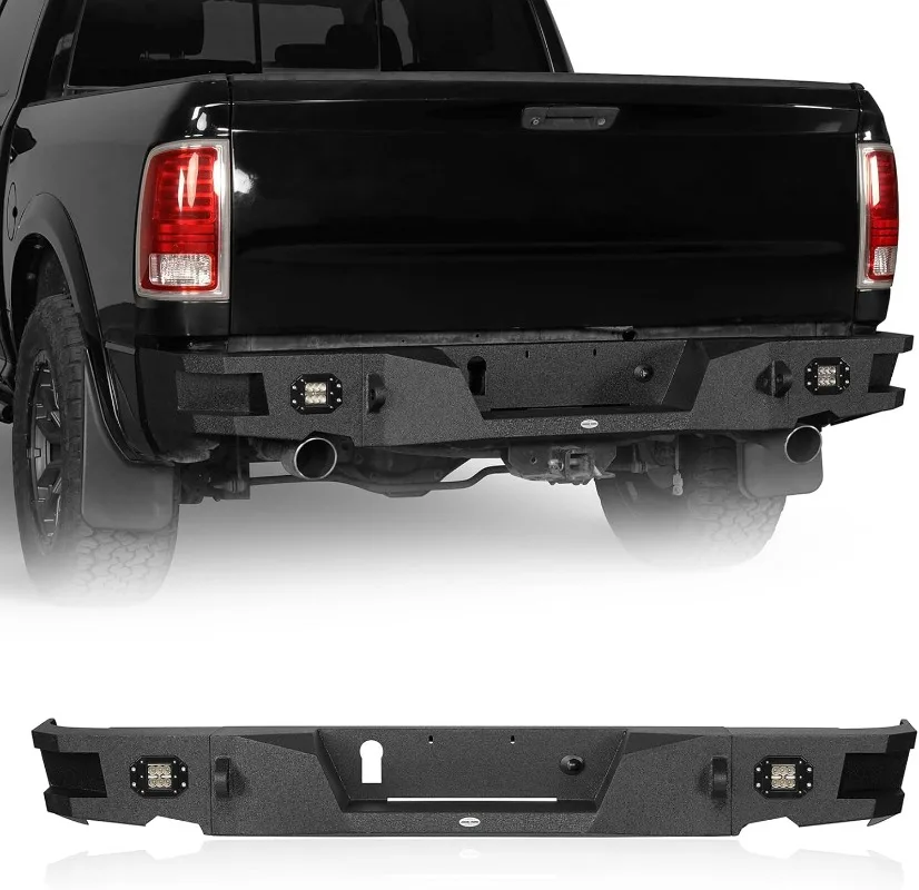 Ram 1500 Rear Bumper Back Step Bumper w/LED Lights for 2009-2018 Dodge Ram 1500 Pickup Truck (Include 2019-2023 Classic)