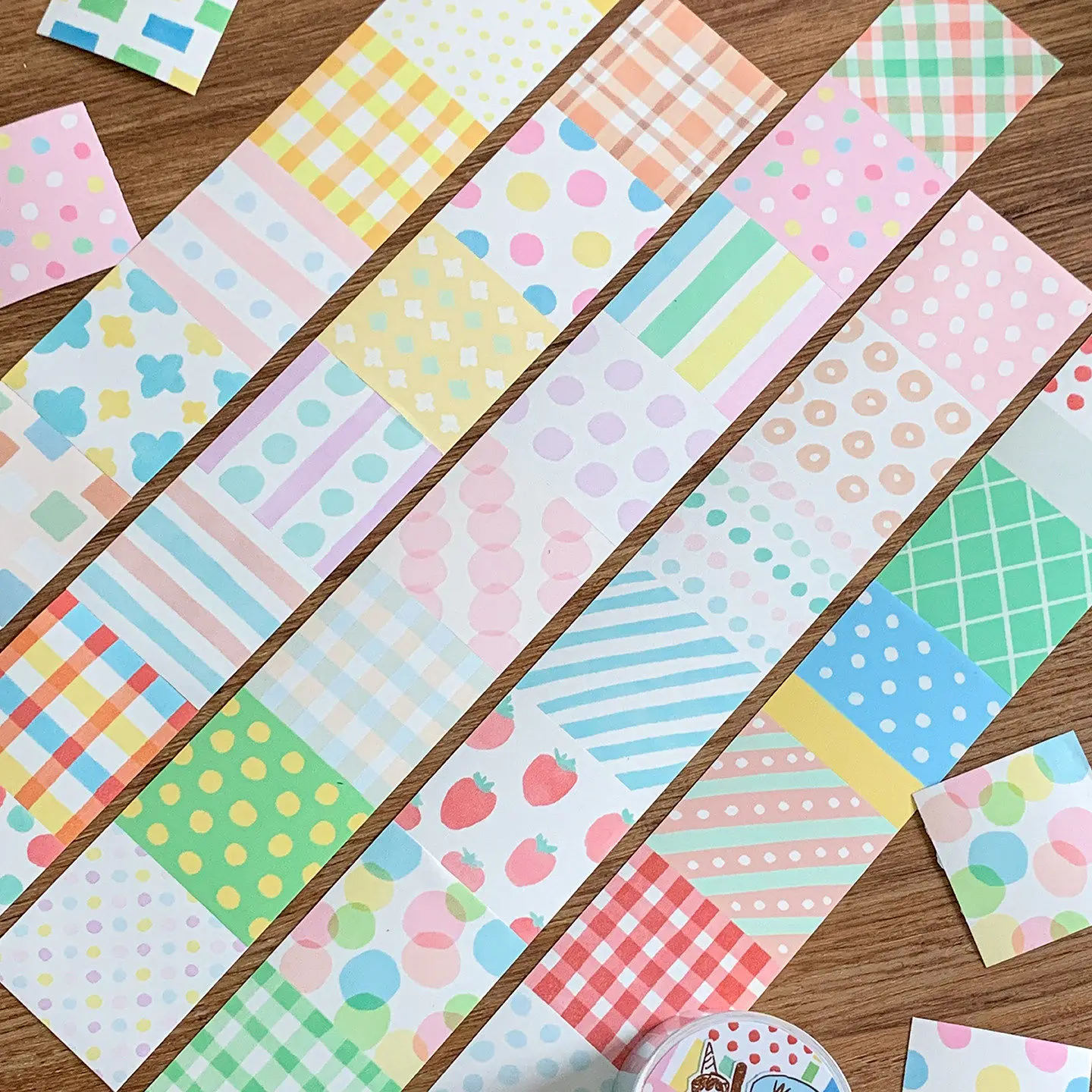 ZZOTON [Write Something Sticker Roll] Polka Dot Stamping Can Be Written Base Material Journal Tape