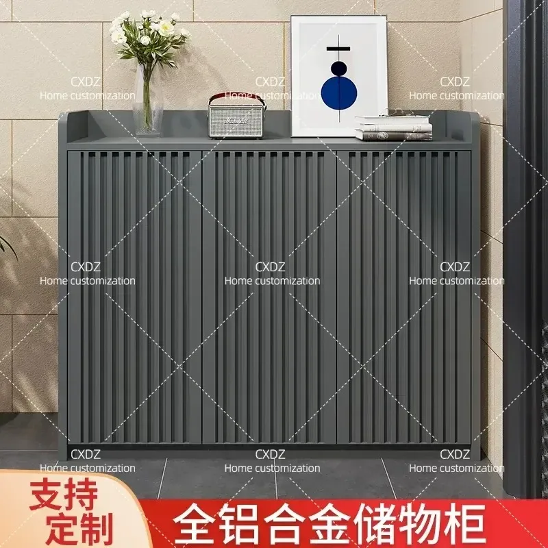 New Outdoor Aluminum Alloy Locker Weatherproof Large Capacity Storage Cabinet for Villa Courtyard Balcony Rain Sun Protection