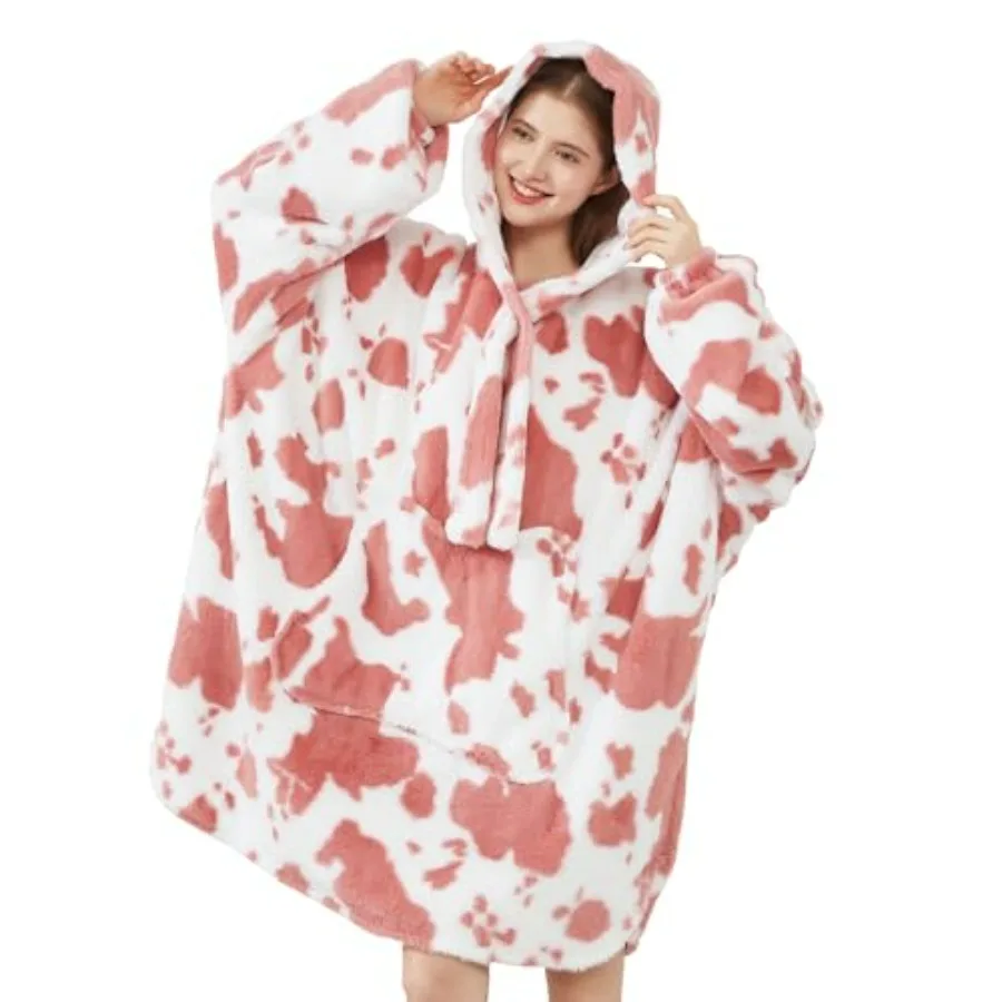 

Blanket Hoodie, Oversized Fleece Wearable Blankets for Women and Men Gifts, Cozy Warm and Soft Sweatshirt Blanket with Large Po