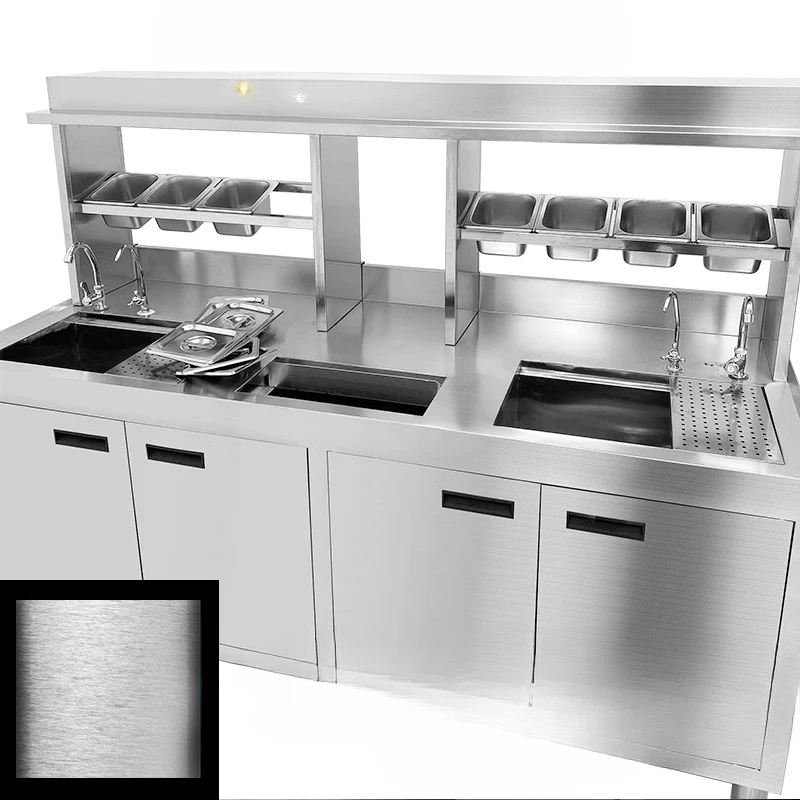 

Water bar commercial milk tea shop workbench, stainless steel operation table, full set of refrigeration and freezing equipment
