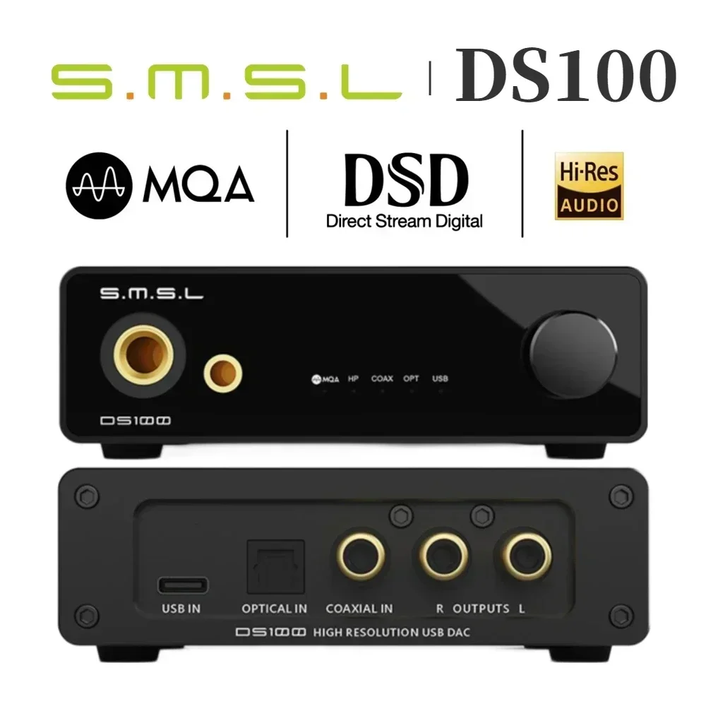 SMSL DS100 Audio Decoder USB MQA-CD XU316 Decktop DAC CS43131 32bit/768kHz DSD512 Coaxial Headphone Amplifier