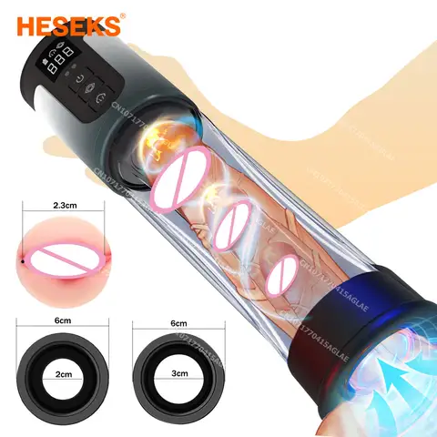 HESEKS Penis Therapy Massage Pump Electric Water Penis Enlarge Vacuum Pump Automatic Cock Enlarger Pump Sex Toys for Men 18+