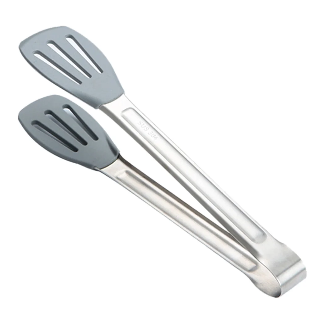 

1Pcs Food Clamp Stainless Steel Silicone Heat Resistant Tong Multifunctional Kitchen Tool for Home Restaurant Baking