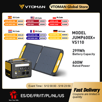 VTOMAN JUMP600X with 110W Solar Panel included,600W 299Wh LiFePO4 Portable Power Station with Solar Charger for Camp