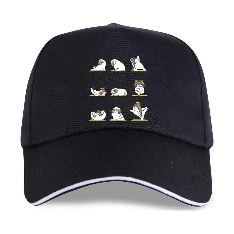 new cap hat  Funny Yoga Design Mens Shih Tzu Fitness Exercise OM Black Baseball Cap Pure Cotton Brand 2021 Casual Print Boy G