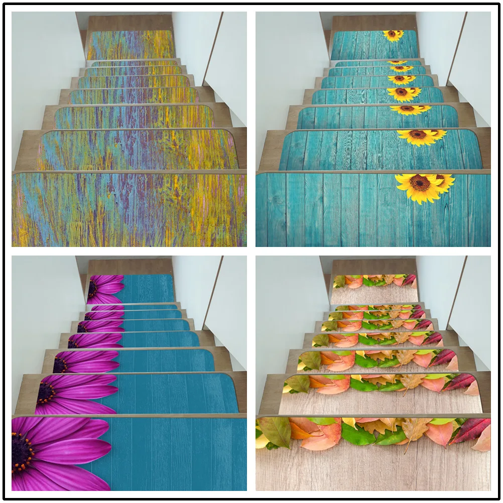 5PCS/Set Non-slip Self Adhesive Carpet Stair Tread Mat Home Staircase Protection Cover Pad
