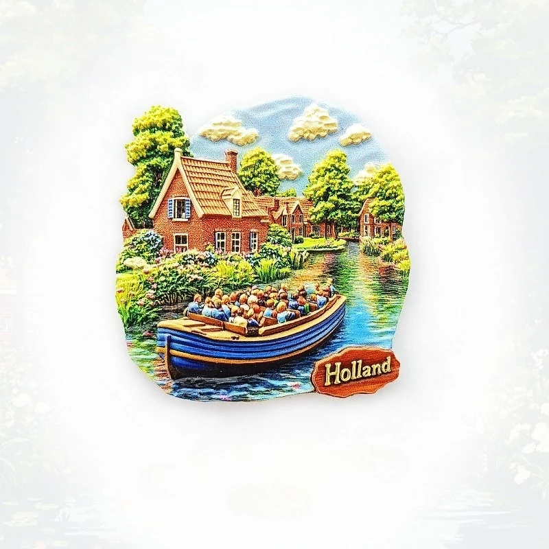 

Giethoorn Village Fridge Magnet - 3D Dutch Canal Souvenir Thatched Roof Cottage Decor Unique Europe Gift