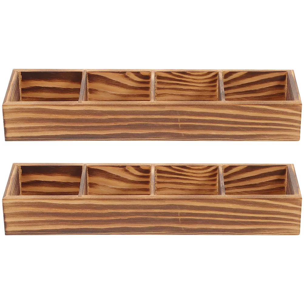 

2pcs Multi Function Wooden ganizer Box Retro Style Tea Bag Holder Coffee Sugar Storage Container Desktop Decor