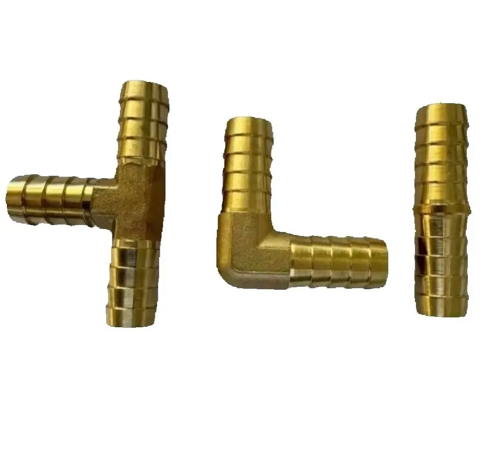 US-Type For propane 1/8-1Inch Hosetail Barb Straight/Elbow Tee 3 Ways Brass Pipe Fitting Connector Garden Water Fuel Oil