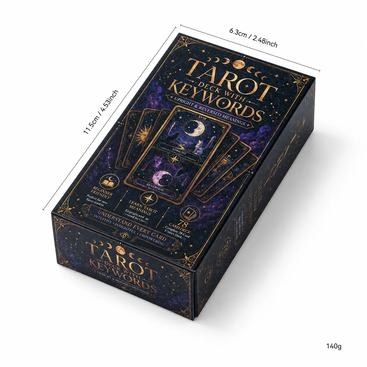 Tarot Deck with Keywords Upright and Reversed Meanings 78 Card Learning Tarot Deck for Beginners Easy Reference Keywords on Ever