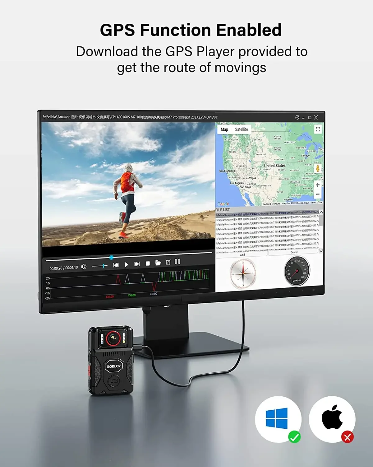 BOBLOV M7 Pro 4K GPS Body Camera 256GB Video Recorder 180° Rotate Lens Mounted Camera 4000mAh Battery 15 Hours Recording Bodycam