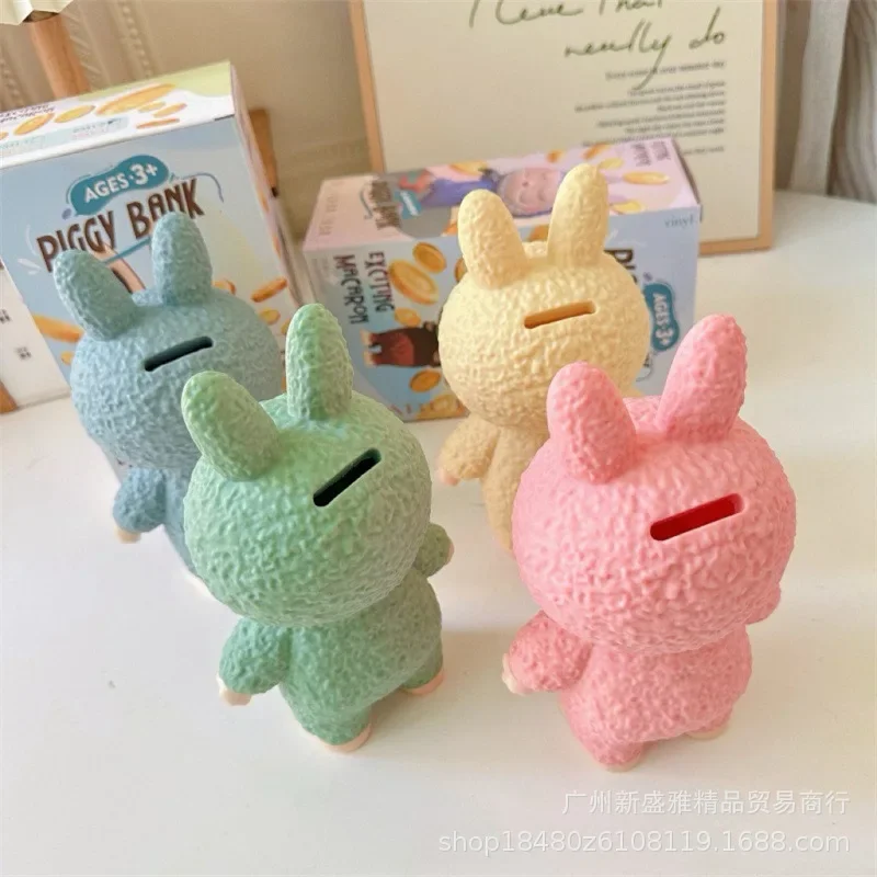 New Cartoon Labubu Piggy Bank Ins Kawaii Creative Desktop Ornaments Coin Piggy Bank Jewelry Holiday Gifts