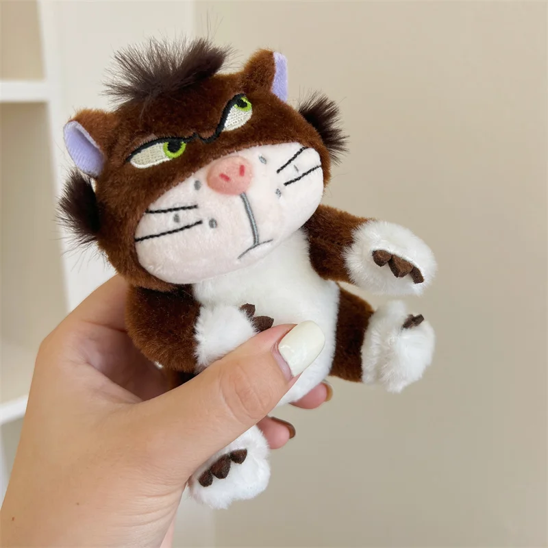 12cm bonito disney lucifer gato brinquedo de pelúcia saco pingente adorável kawaii engraçado cinza gato boneca chaveiros recheado animal presentes de aniversário