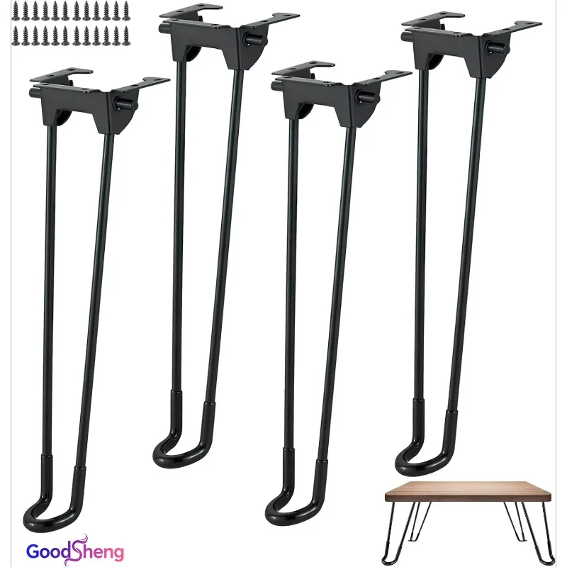 4Pcs Heavy-Duty Foldable Coffee Table Legs with Mounting Screws for Desk Bench Chair - Easy Install Home DIY Projects