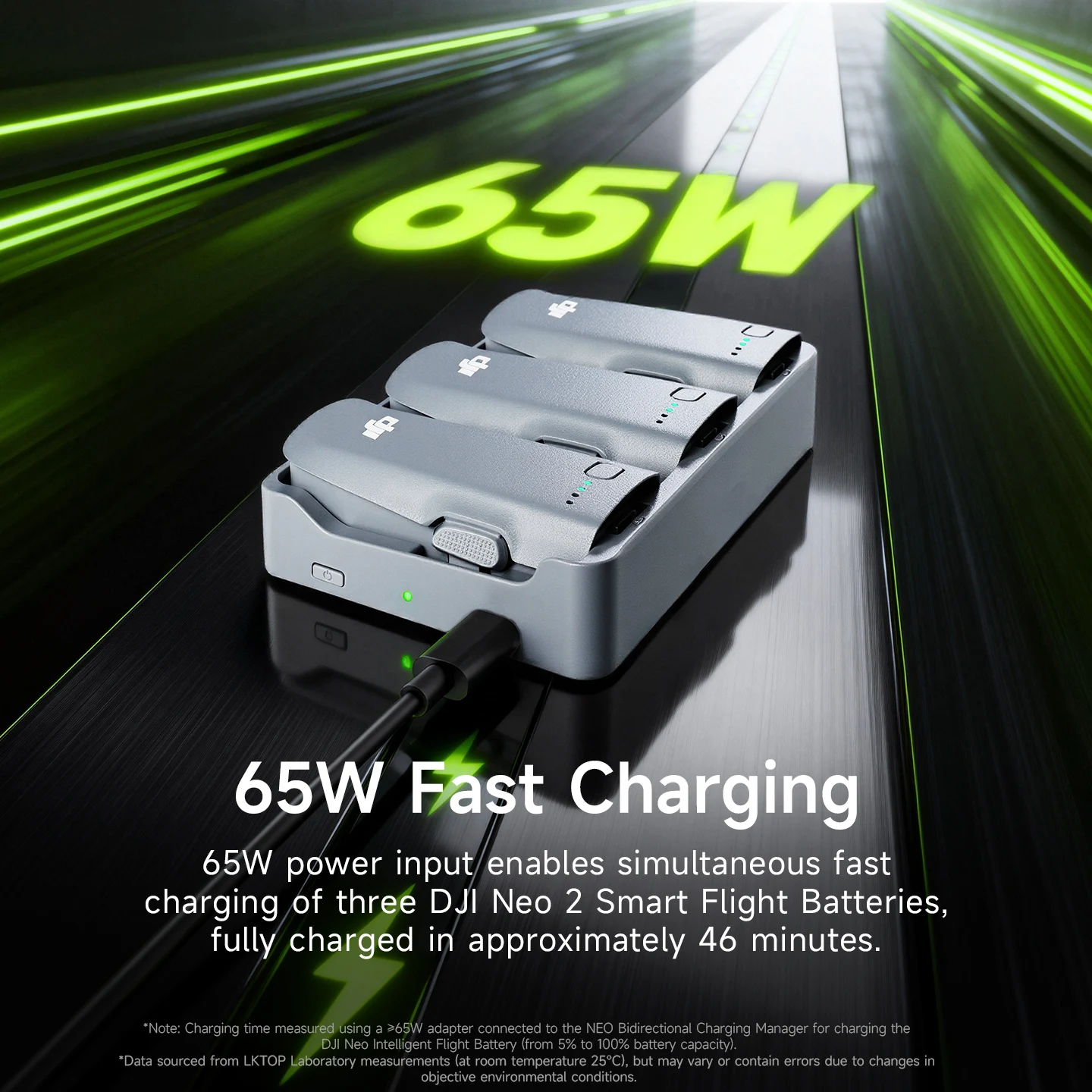 For Neo 2 Charging Butler 65W Fast Charging Three Way Charging Stand Portable Mobile Power Drone Battery Accessories