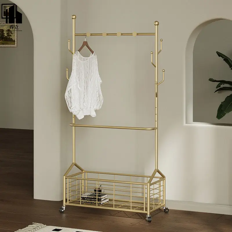 Multifunctional Coat Rack with Storage Shelf Freestanding Clothes Stand Rolling Garment Drying Rack