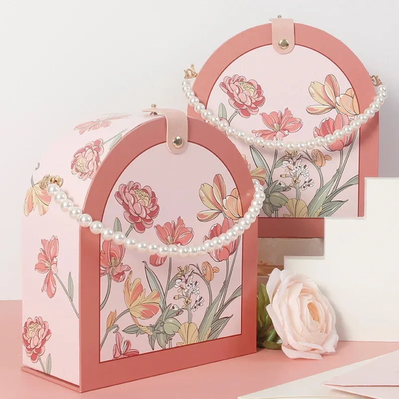 

1 шт. портативная жемчужно-розовая подарочная коробка, свадебная коробка конфет, подарочная упаковка для дня рождения, товары для вечеринок и мероприятий