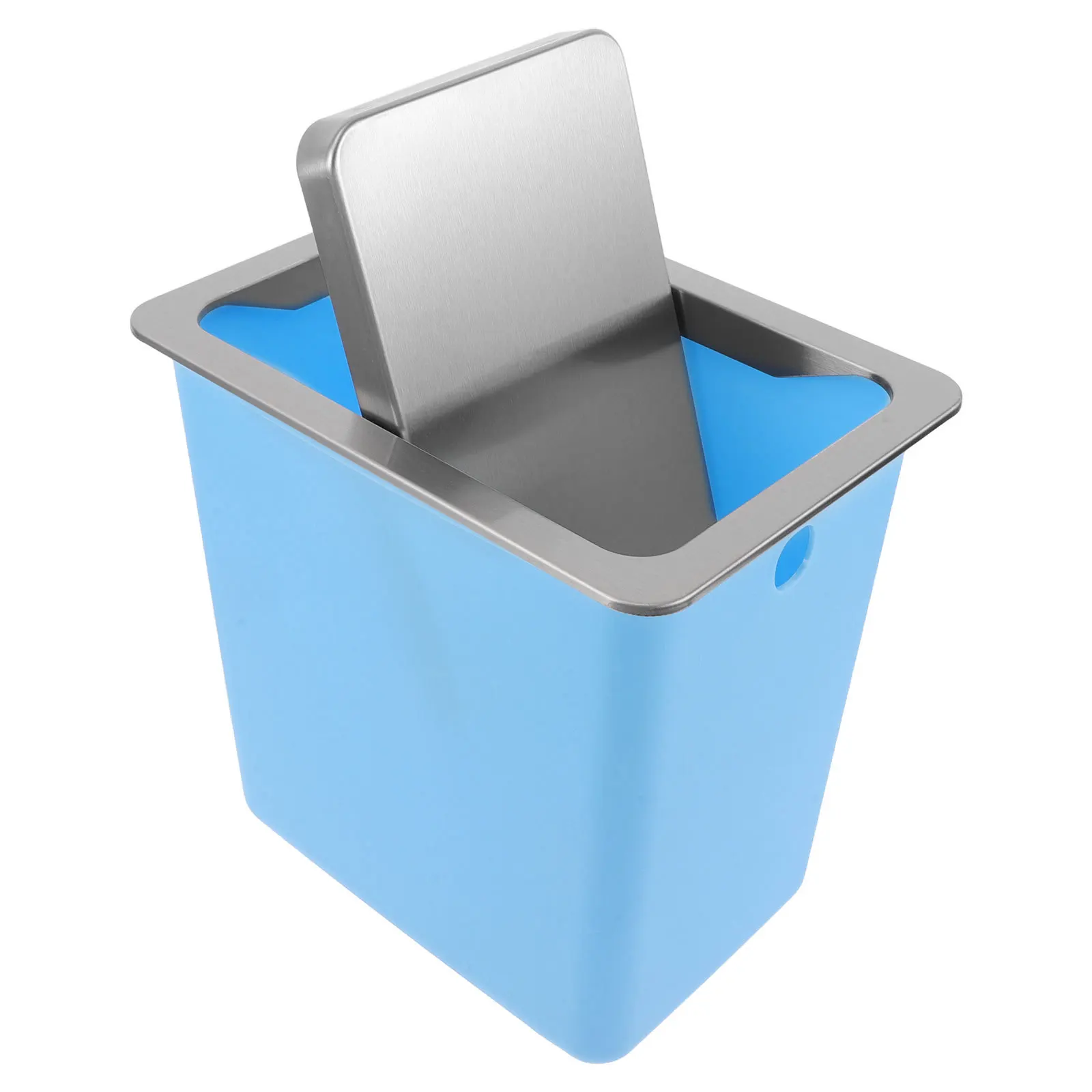 

Countertop Embedded Trash Can Stainless Steel Saving Swing Lid Bin For Kitchen Restaurant Office Countertop