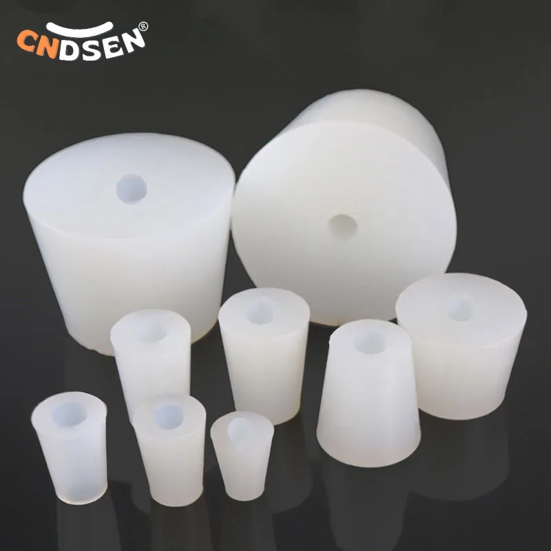 Silicone Stoppers With Hole Conical Rubber Plugs Test Tube Stoppers For Laboratory Triangular Flasks Plugging Holes