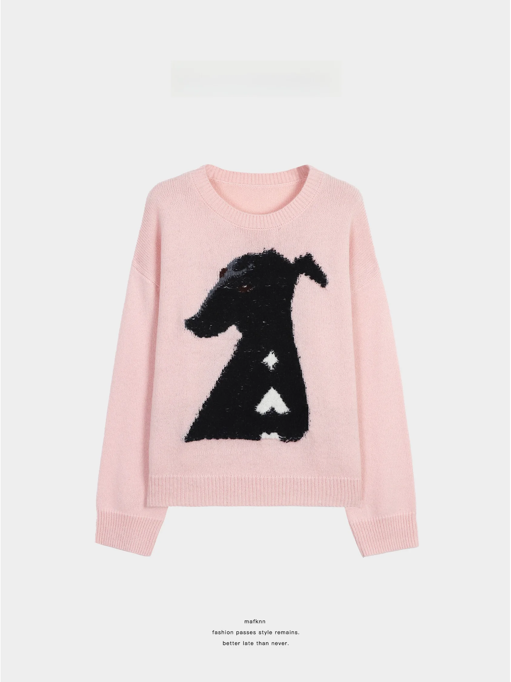 

Легкий теплый свитер из смесовой шерсти и альпаки с круглым вырезом для женщин больших размеров, с животным принтом, модель MK4000 от Private Label