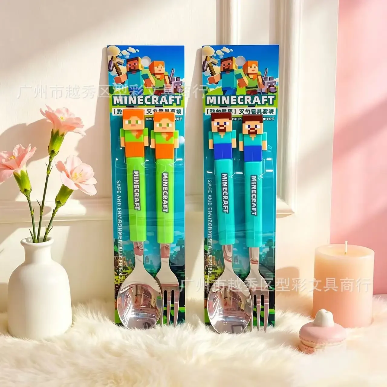 Neues lustiges Gabel-Löffel-Set für Kinder, ABS-Griff, Edelstahl-Besteck, zweiteiliges Set, Gabel-Löffel, Haushaltswaren 2026 Geschenke – Detail 2