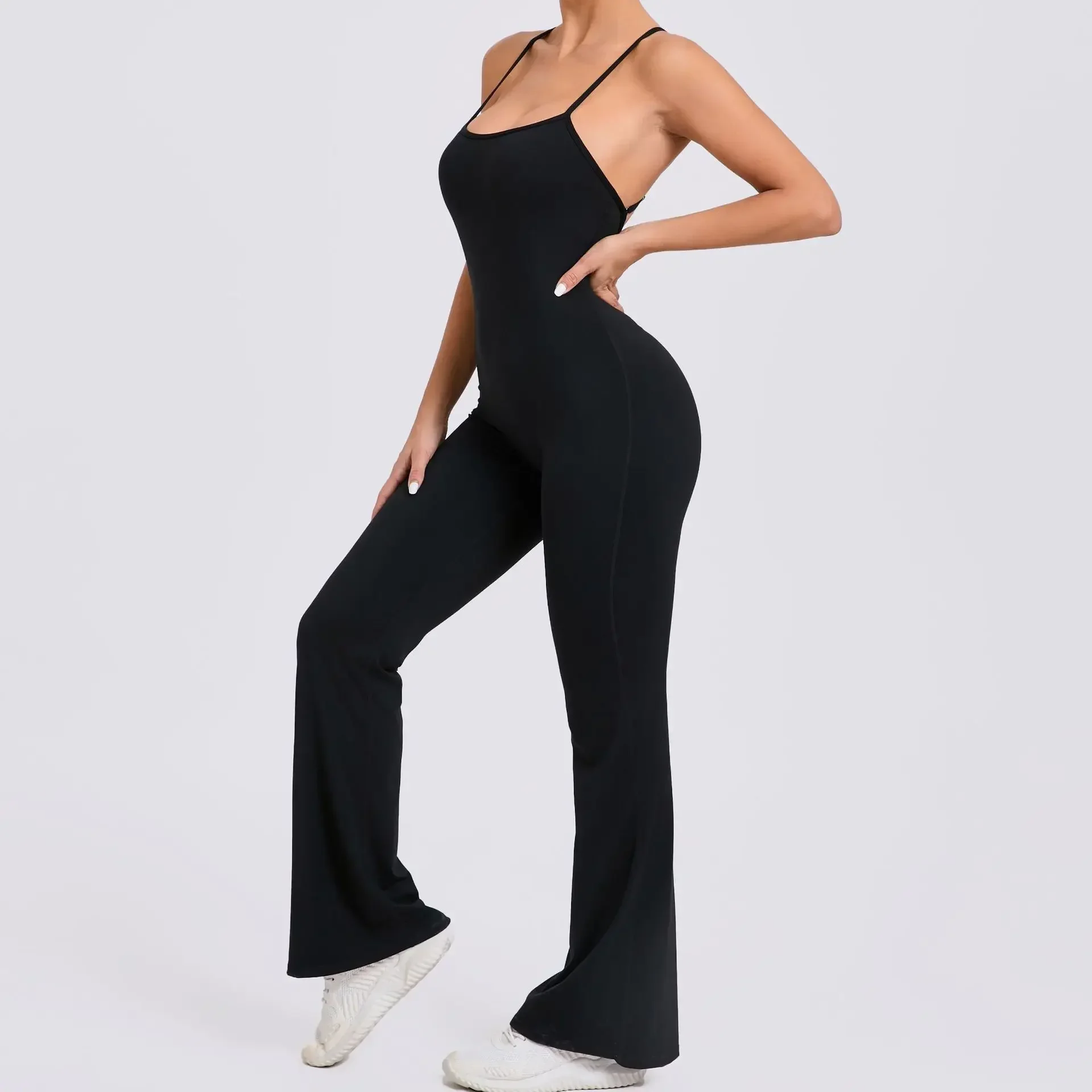 Sexy V-rug eendelig pak dames gym sport jumpsuit backless yoga rompertjes dames sportkleding mouwloze vrouwelijke workout bodysuits