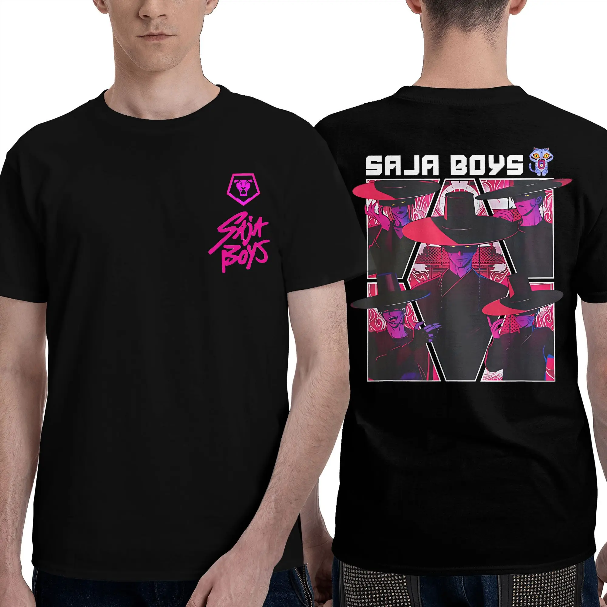 

Футболки Saja Boys Neon Samurai Squad для мужчин и женщин Kpop Demon Hunters Humor Хлопковая футболка с круглым вырезом 4XL 5XL 6XL Топы