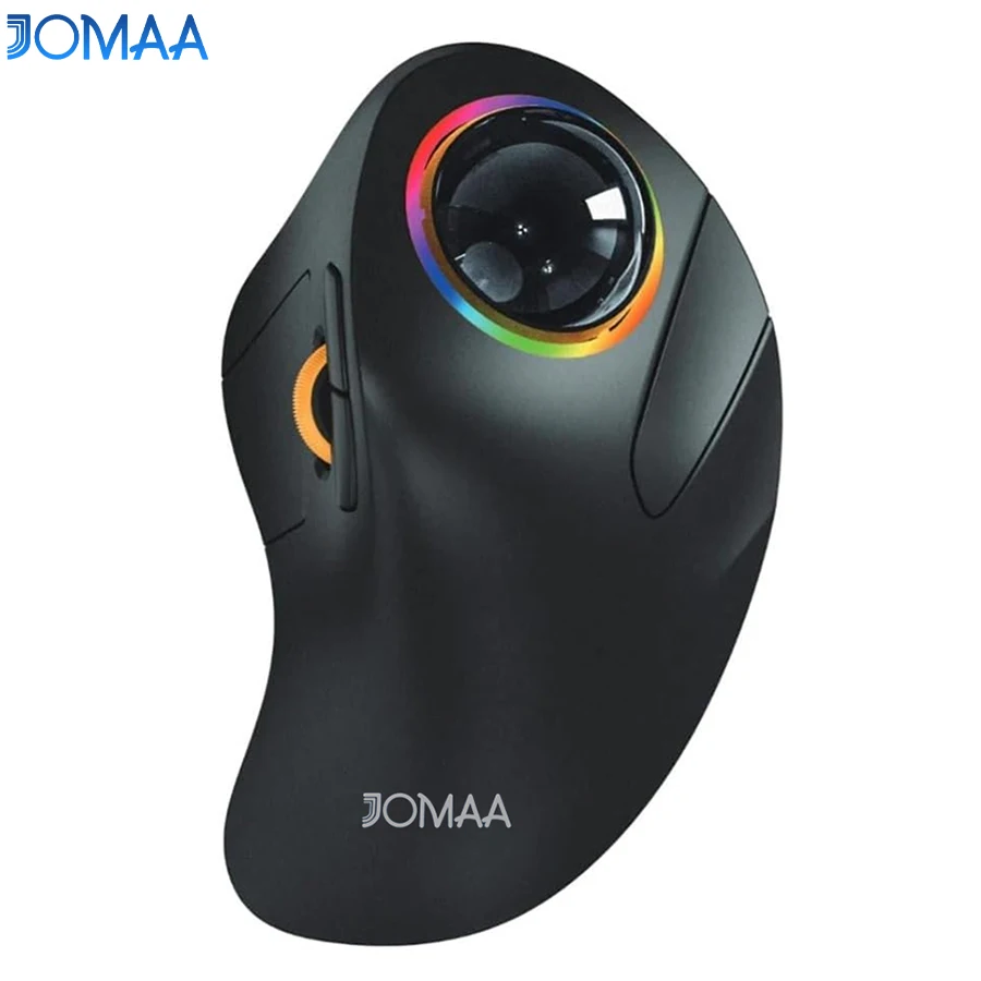 

JOMAA Finger Trackball Mouse Rechargeable RGB Backlit Rollerball Mice for Computer Laptop Tablet Thumb-Operated Wireless Mouse