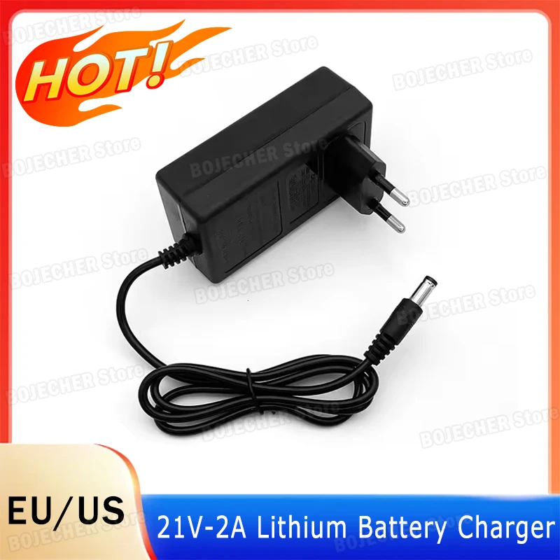 Cargador de batería de litio DC 21V 2A para herramientas eléctricas inteligentes taladro eléctrico 21V adaptadores de fuente de alimentación transformador enchufe UE/EE. UU.