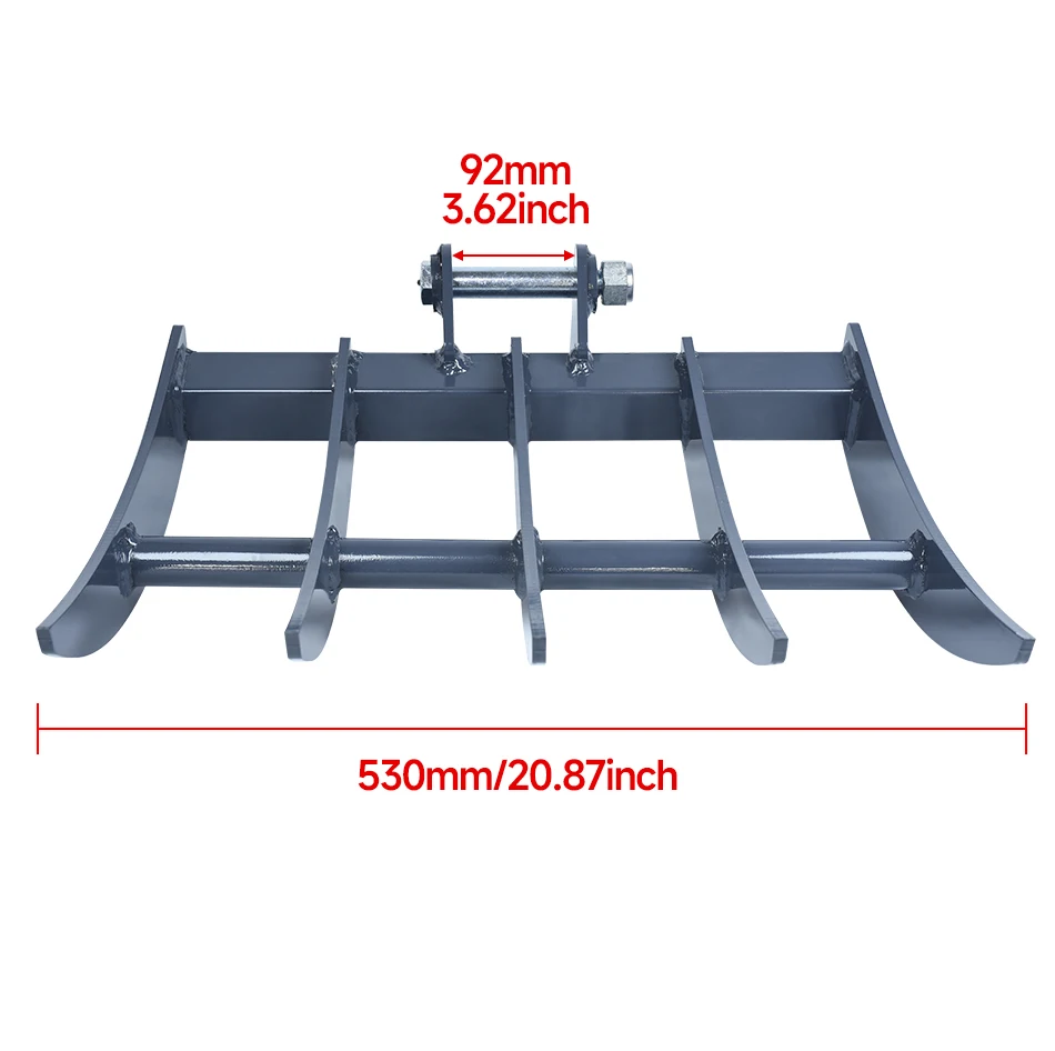 Mini Graafmachine Hark Kleine Graver Hark Bijlagen Verwijdert Puin Losse Bodem Oppervlak Hark Accessoire Voor 0.8-2ton Graafmachine