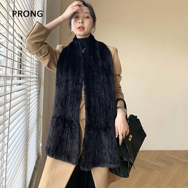 Luxury Mink Fur Shawl Scarf Winter Warm Long Style Mink Fur Scarf For Women Fur Neckerchief Real Mink Fur Scarves