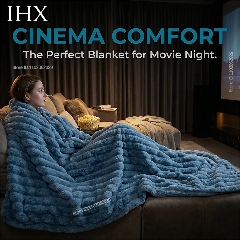 

IHX Coral Fleece Flannel Blankets for Beds 230gsm Solid Soft Warm Mink Throw Thin Bedspread Sofa Cover Shawl Custom Blanket Size