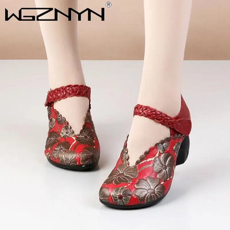 Hot Promotion 2022 New Spring Autumn Printing Red Wedding Shoes Black Banquet Shoes Fashion Elegance Women High Heel Retro Shoes