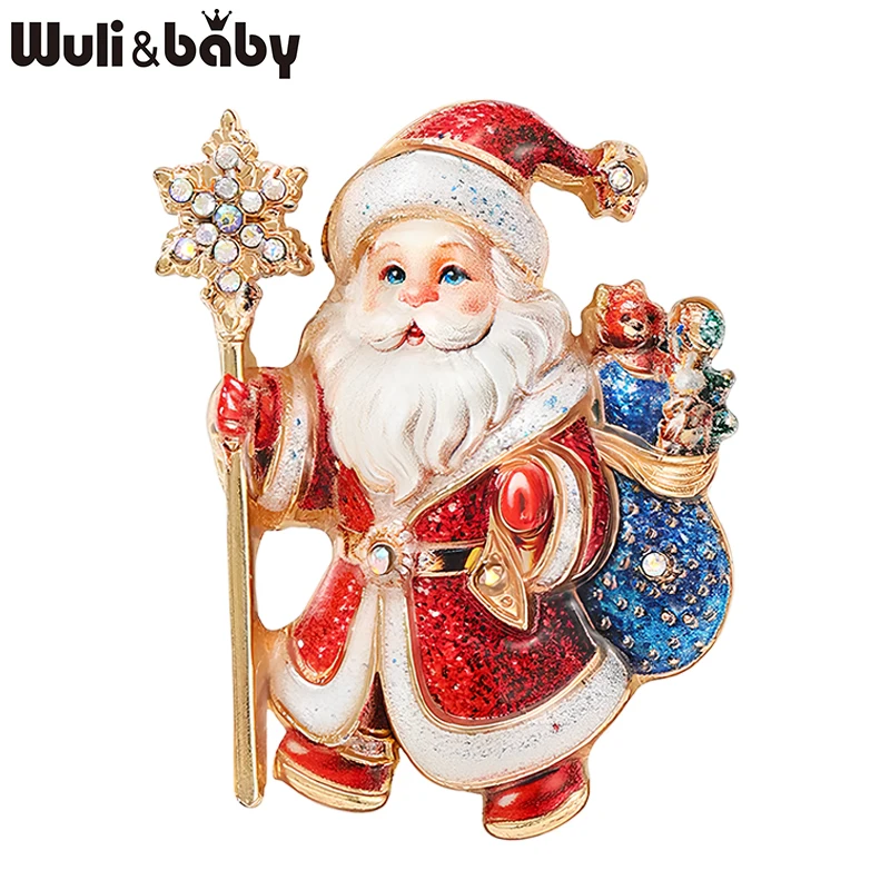 Wuli&baby Schöne Weihnachtsmann-Broschen für Damen und Herren, als Geschenk für Weihnachten, Vatertag, Partys, Broschen-Pins, Neujahrsgeschenke