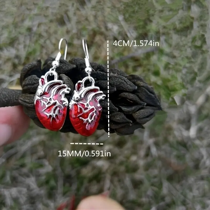 Gothic red bloody Organ Anatomical Heart Earrings cute halloween Body Part dangle Earrings party jewelry