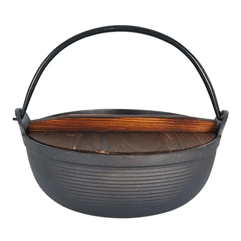 Outdoor Iron Stew Pot Soup Camping Cast Iron Roast Chicken Boiling Water Hot Pot Cooking Hanging Sukiki Pot Durable